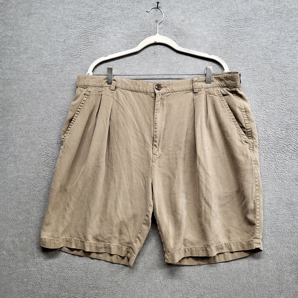 Tommy Bahama Men Shorts 40 Beige Solid Logo Silk Chino‎ 11" Inseam